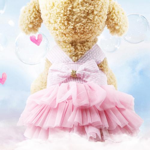 Summer Pet Dog Princess Strap Skirt Puppy Wedding Birthday Party Clothing Dress: Pink / XL