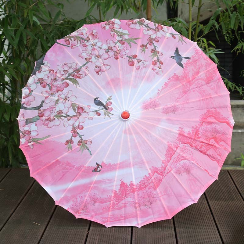 Ancient Style Printed Silk Fabric Tassel Umbrella Decoration Oil Paper Umbrella Hanfu Umbrella Classical Sun Protection Parasol: MULTI
