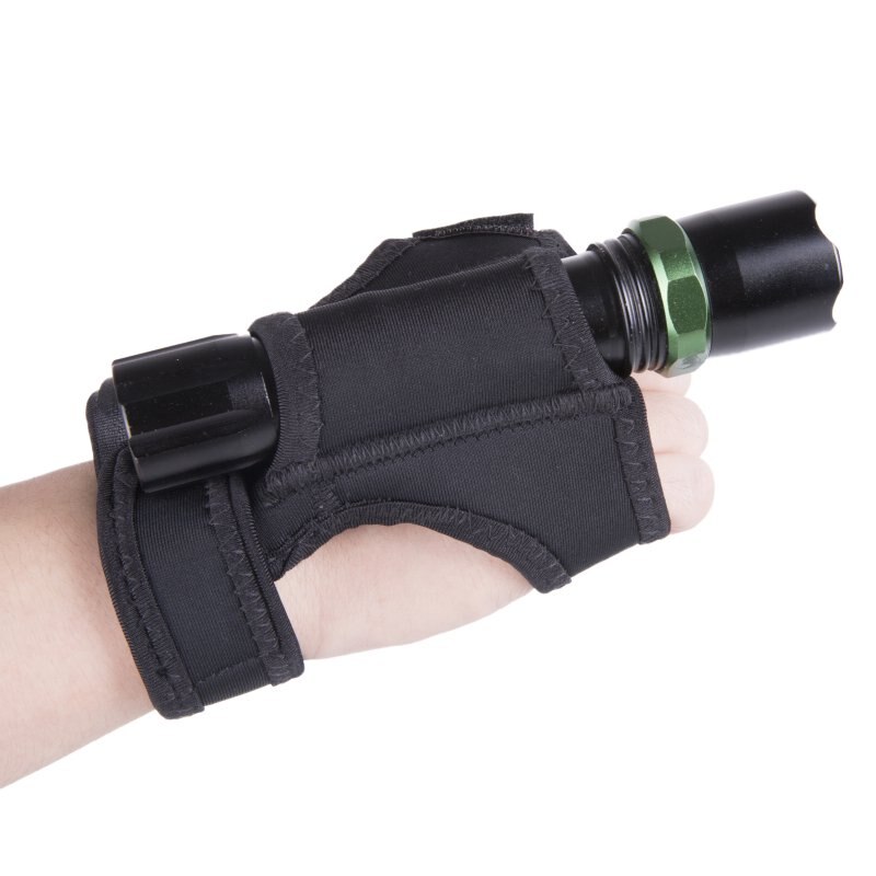 Underwater Scuba Diving Dive LED Torch Flashlight Holder Soft Black Neoprene Hand Arm Mount Wrist Strap Glove Hand Free