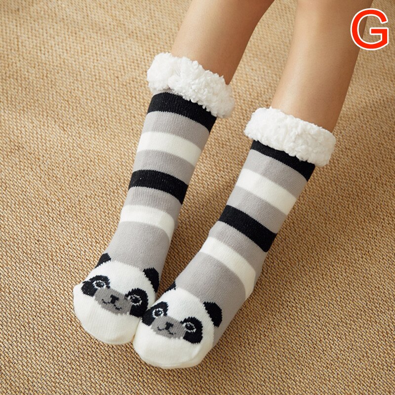 Women Extra-warm Fleece Indoor Socks Warm Feet Stretchy for Winter Home Christmas LDF668: g