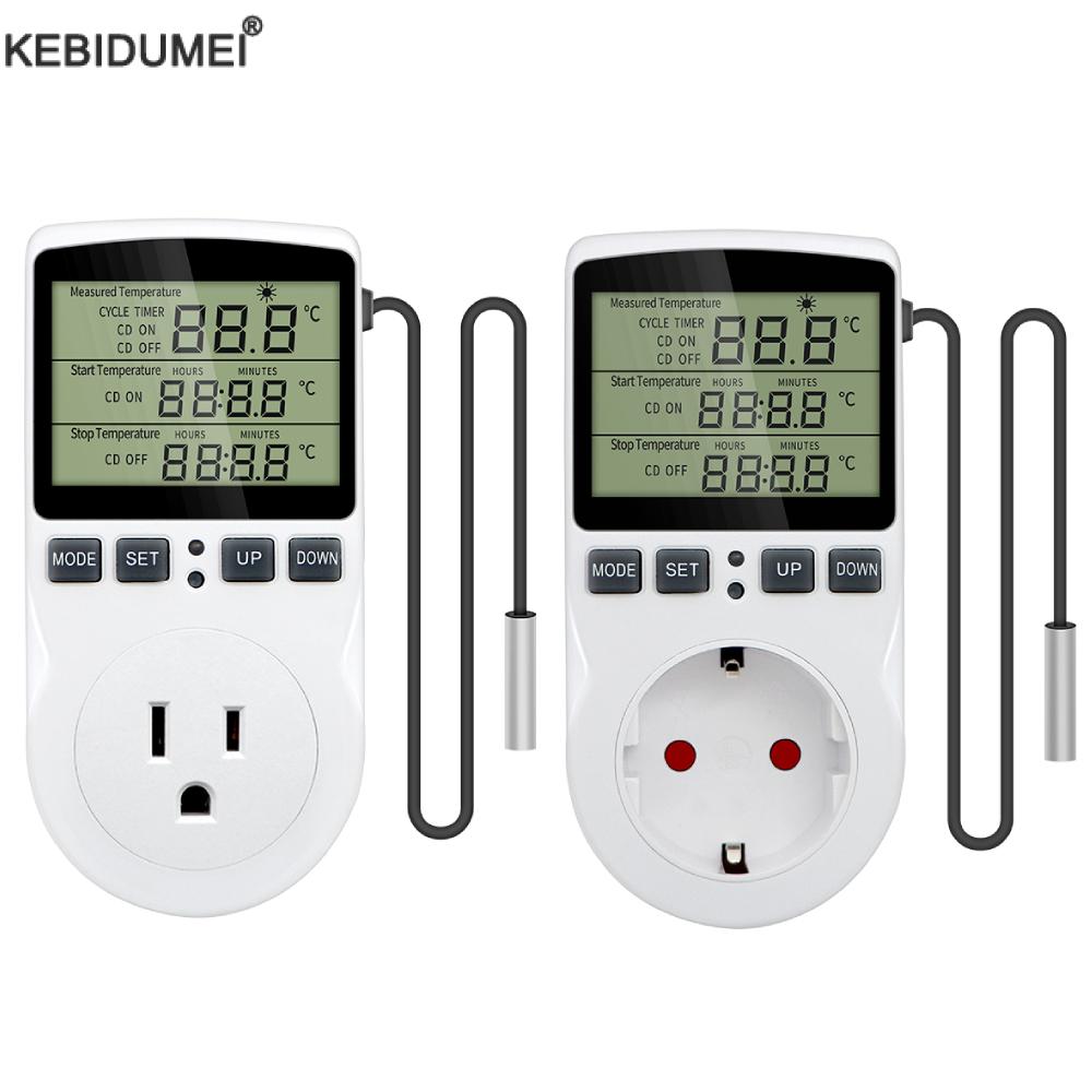 Timer met constante temperatuurregeling, stopcontact 220v, temperatuurregelaar met temperatuursonde, verwarming en koeling.