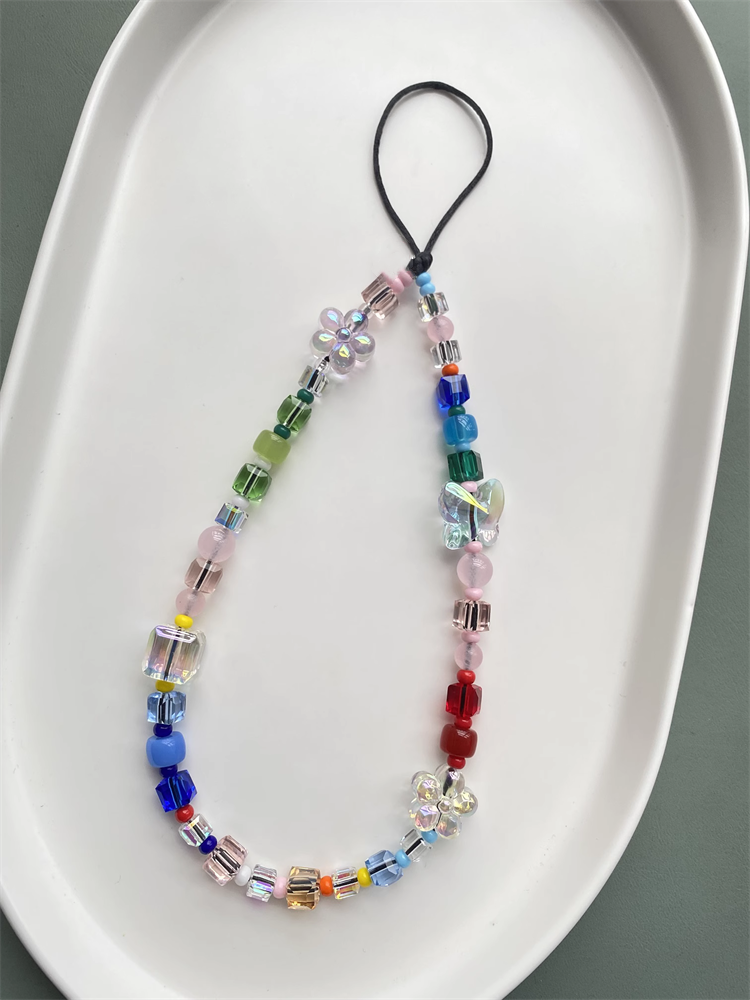 Herlook Vlinder Telefoon Bedel Riem Crystal Kubus Kralen Bloem Telefoonketting Y 2K Accessoires Mix-Kleur Hars Mobiele Telefoon Lanyard: Default Title