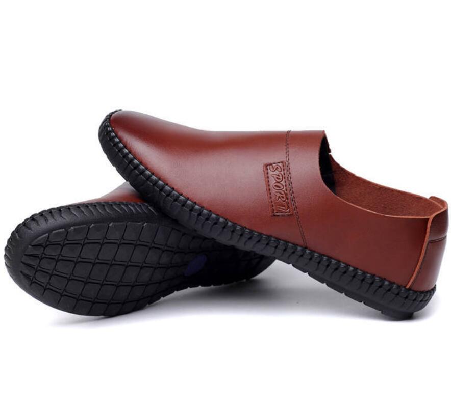 Chaishou lavet mænd fritidssko læder flade loafers fjederåndbare bådsko herre loafers b -115