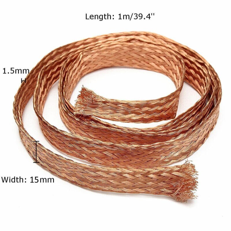 1pcs 6/15mmTinned Copper Braided Sleeve Strap Connecting Wire Conductive Tape Desoldering Braid Welding Solder: 15mm