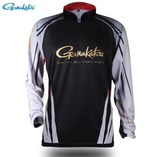 Gamakatsu Clothing Long Sleeve Fishing Clothes Outdoor Sprots Sunscreen Breathable Ultrathin Summer Anti-UV Fishing Shirt: M / Black