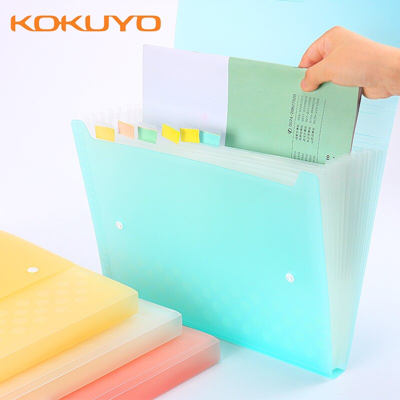 Kokuyo pastel cookie dokumentfil orgeltaske 13 lommer  a4 bærbar mappe transparent omslag sammenflettet informationshæfte