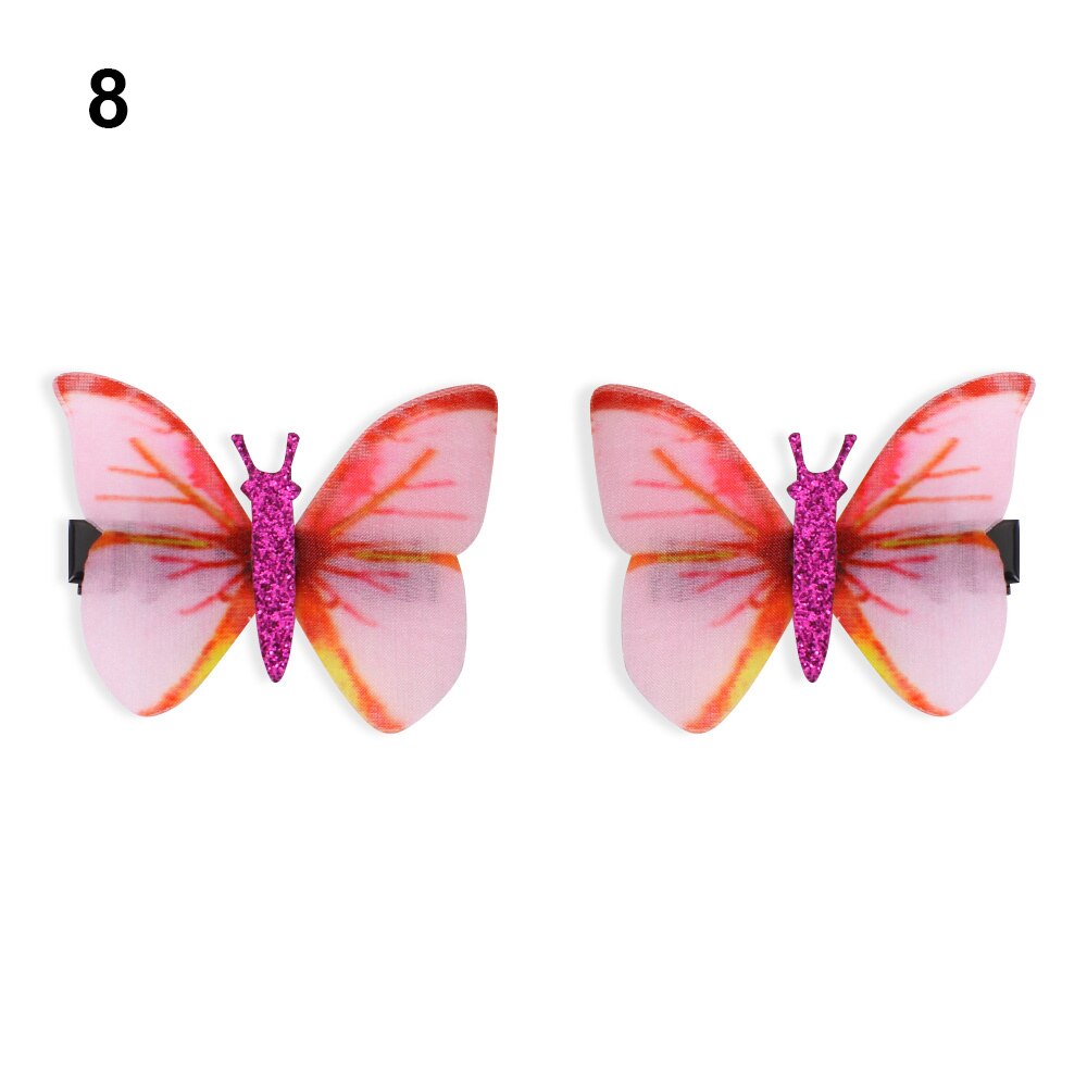 2 pièces belle strass papillon pince à cheveux Double couches Tulle épingle à cheveux accessoires de coiffure outils pour les femmes fille: 8