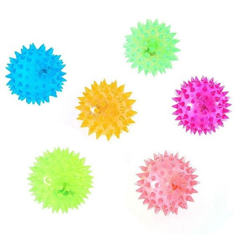 Pelota de goma Led para perro y cachorro, juguete bonito para masticar, Bola de erizo, accesorios para perros