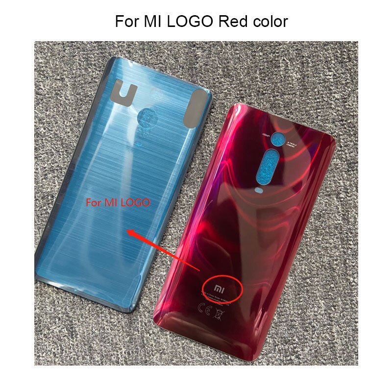 6.39 &quot Batterij Cover Voor Xiaomi MI9T Mi 9T / Pro Terug Behuizing Glas Panel Achterklep Case voor Xiaomi Redmi K20 / K20 Pro: For MI logo red