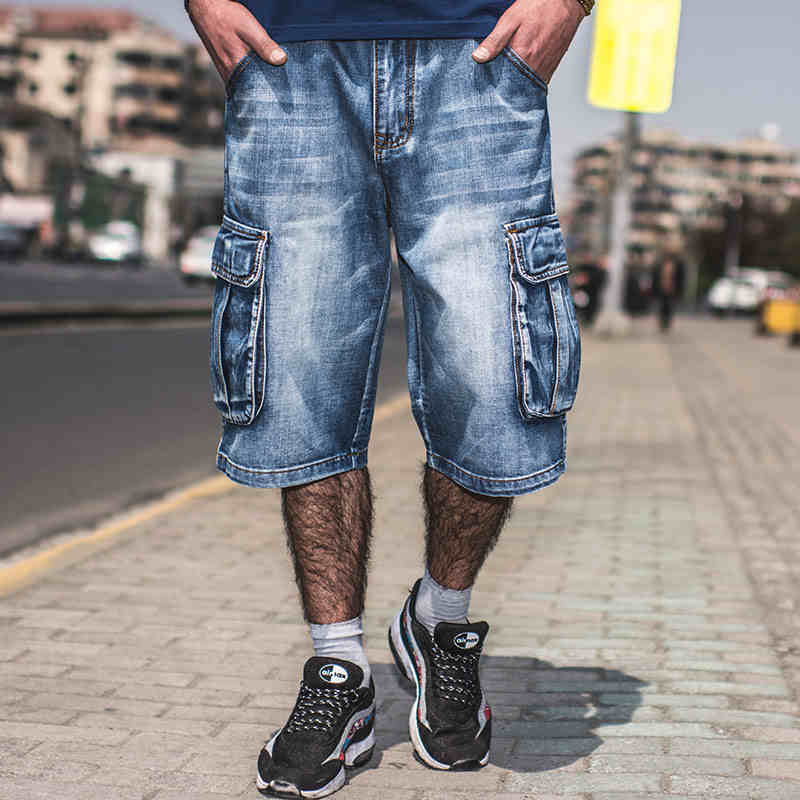 Denim Cargo Shorts For Men Short Jean Baggy Mens Summer Casual