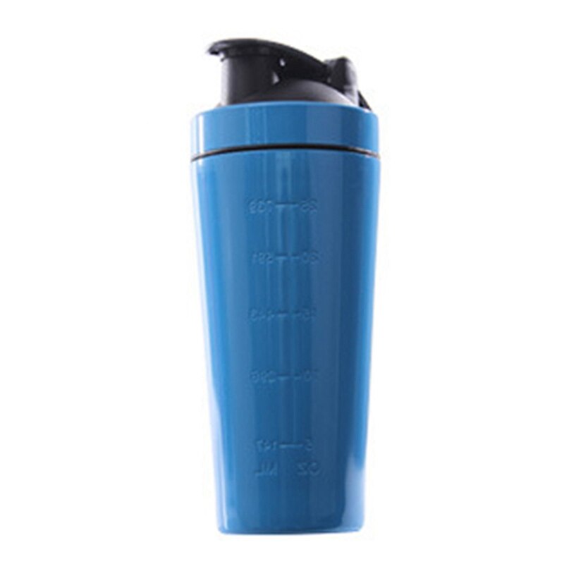 Rvs Eiwit Vibrerende Fles Gym Shaker Sport Milkshake Blender Water Fles Wei-eiwit Fitness Zonder Bpa: Blue