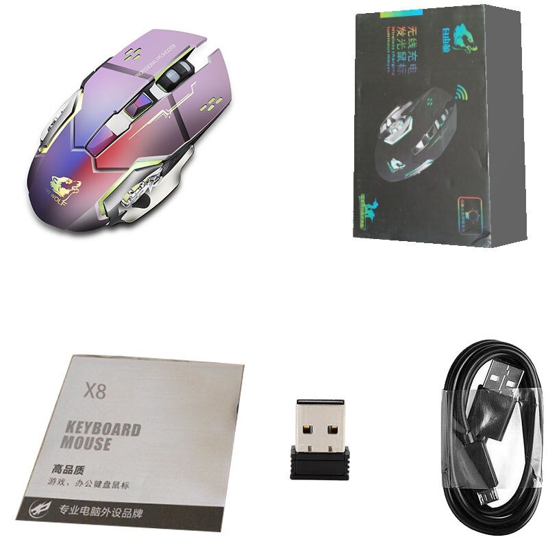 Hot Ricaricabile X8 Wireless Silenzioso Retroilluminato A LED USB Ottico Ergonomico Gaming Mouse Del PC Mouse Del Computer Per Imac Macbook Pro/del computer portatile: option 3