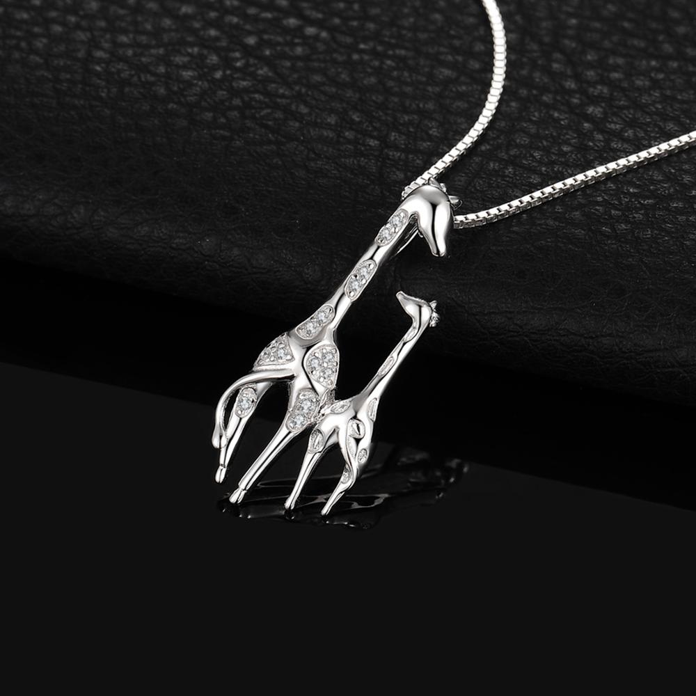 JewelryPalace – collier avec pendentif mère et fille, girafe, en argent Sterling 925, zircone cubique, Animal, pour femmes, sans chaîne