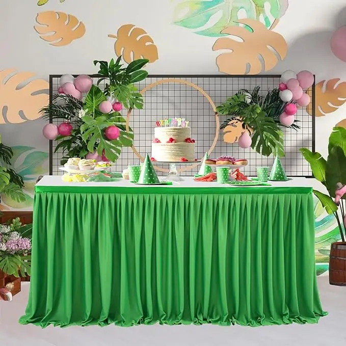 Tischröcke für rechteckige Tische, Rüschen-Tischdecke für Hochzeit, Geburtstag, Party, Baby, Brautparty, Bankett, Tischdekoration: 150*180cm / hell Blau
