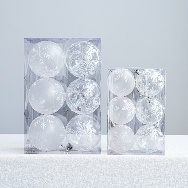5.5cm 6 st genomskinlig julgranskulor av plast splintresa xmastree-dekorationer liten hängande pvc-kulstrumpa