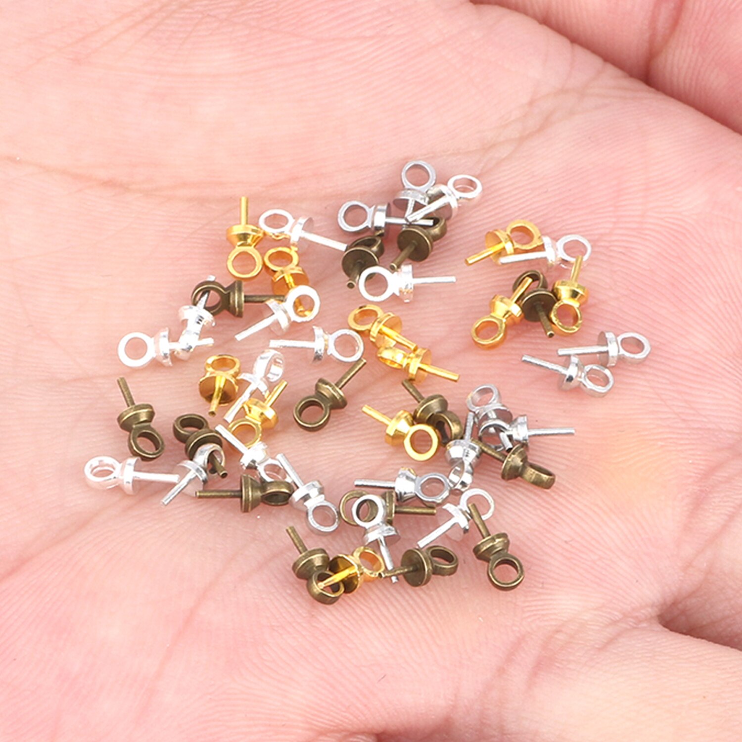 100/200pcs 6*3mm Copper Eye Pin Bail Pearl Charm Connector Bail For Pendants Supplies Diy Jewelry Findings Making Accessories