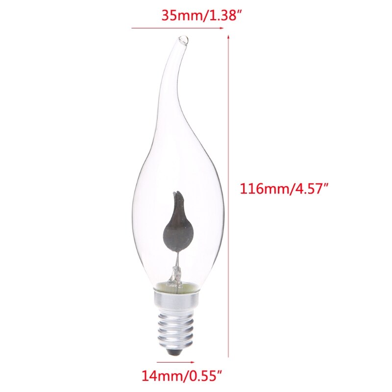 YAM E14 3W Edison Filament Candle Flicker Light Bulb Fire Flame Tail/Tipped Retro Decor Lamp Low Power Consumption