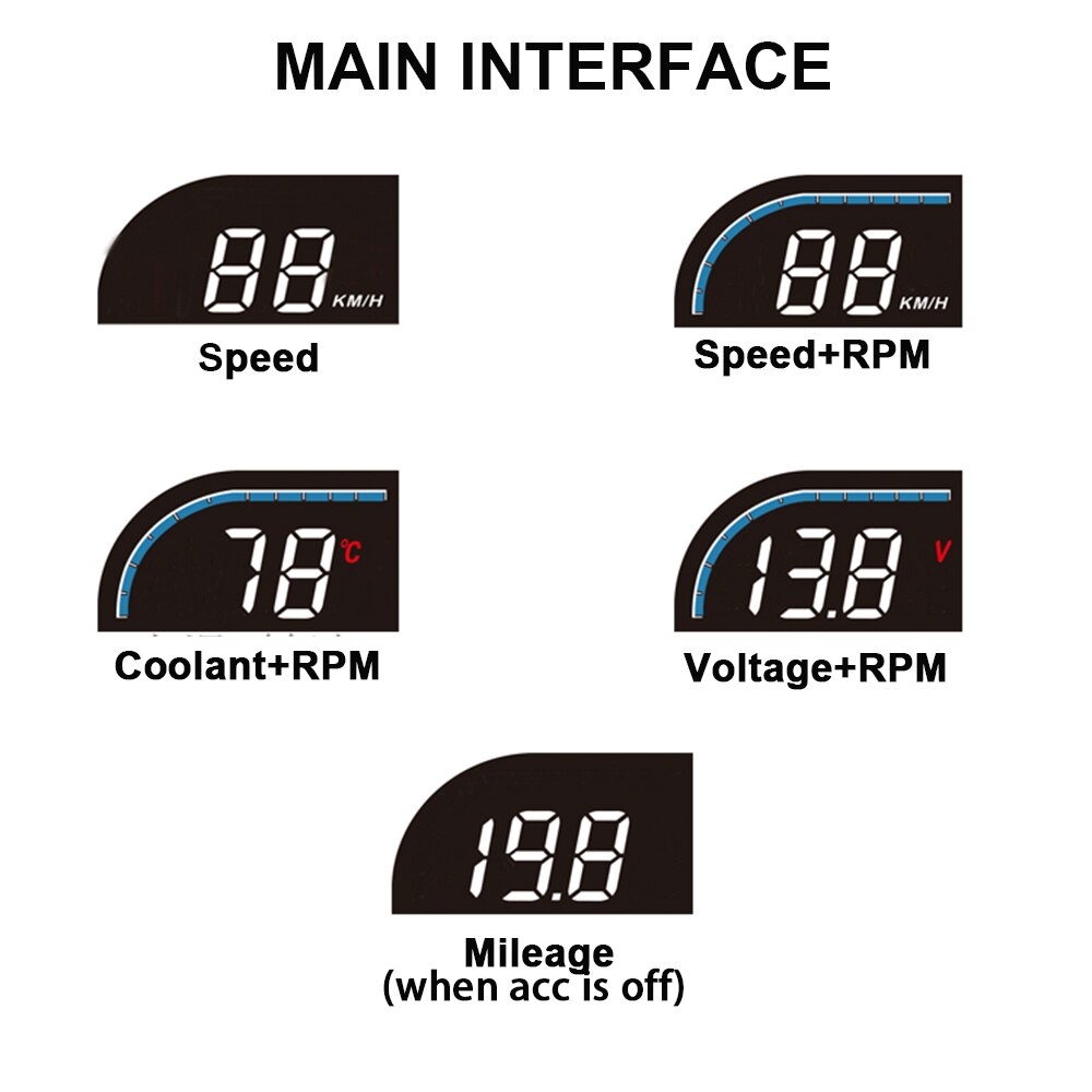 The Best HUD OBD Head Up Display Projection on Glass Car Speed Windshield Projector Gauge Shift Alarm RPM Coolant KM/H & MPH