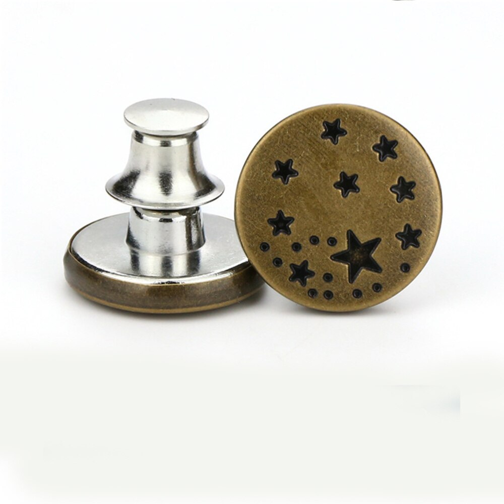 6pcs Alloy Detachable Star Buttons Jeans Easy Clip Snap Button Perfect Fit Instant Universal Buckles Thin Waist Replacement S