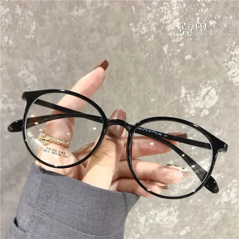 Gafas Retro con montura ovalada pequeña para miopía, anteojos con montura de gafas con grado redondo para mujer, gafas para miopía 0-1,0 1,5 2,0 a-2,5: Negro / + 75