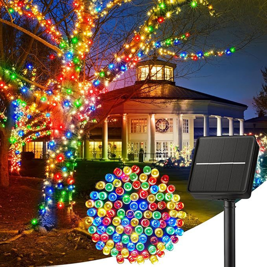 Guirnaldas de luces alimentadas por energía Solar para exteriores, guirnalda de luces LED, luz de hadas alimentada por energía Solar para decoración de jardín, Patio, árbol, boda, de Navidad: green / 6-10 W