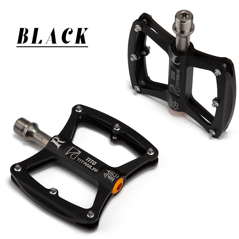 TiTo-pedales ultraligeros para bicicleta de montaña y carretera, eje de titanio, plataforma de ciclismo CNC, 1 par: Black color