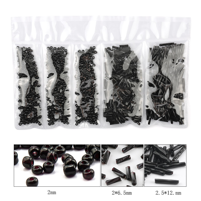 Emballage match 30g/ taske frø perler tube perle glas beklædningsgenstand frø perler tilbehør armbånd tøj gør diy: Sort