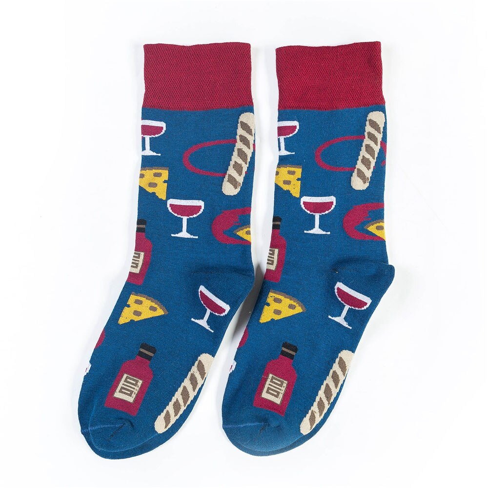 Drôle volcanique Chili Pizza Hamburger frites à motifs hommes heureux coton chaussettes affaires hip hop sport harajuku équipage