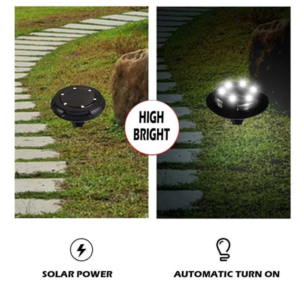 Outdoor Waterproof Led Ground Light Solar Underground Light Round Garden Decoration Lawn Light Monocrystalline Silicon Panel