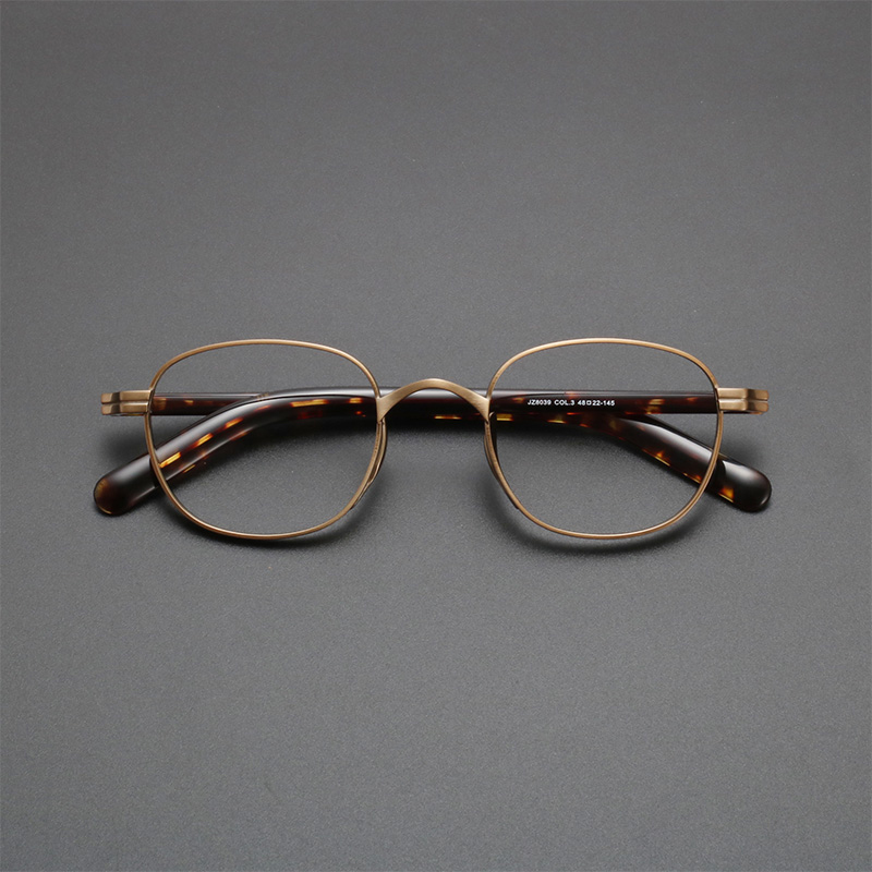 Jahrgang Titan Brillen Rahmen Männer Luxus Acetat retro Platz Rezept Optische Gläser Rahmen Frauen Myopie Brillen: hell Bronze-