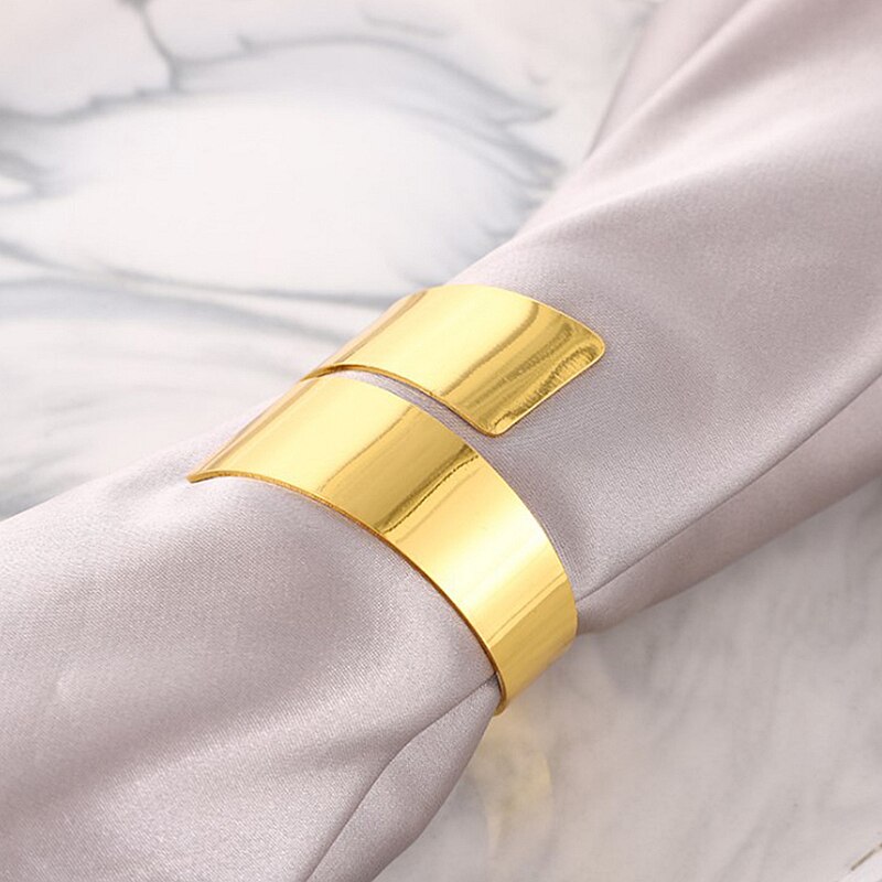 1PC Serviette Anneaux Porte-Serviettes de Table Serviette Anneau de Serviette Décoration Pour La Fête de mariage De Banquet D'hôtel Argent Or: Gold