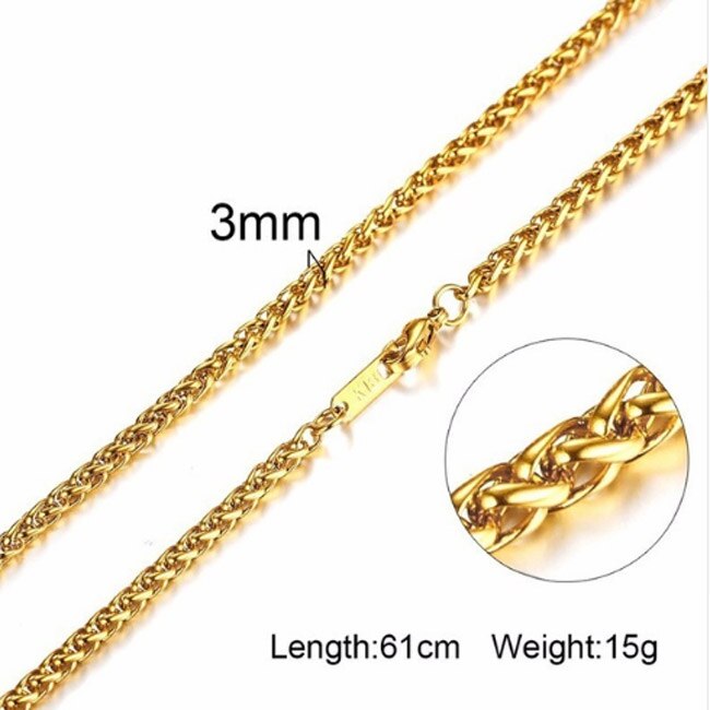 Zorcvens Mannen Vrouwen Ketting Gold Tone Snake Miami Cuba Tarwe Spiga Paima Link Ronde Doos Curb Kettingen Rvs Ketting: 42938