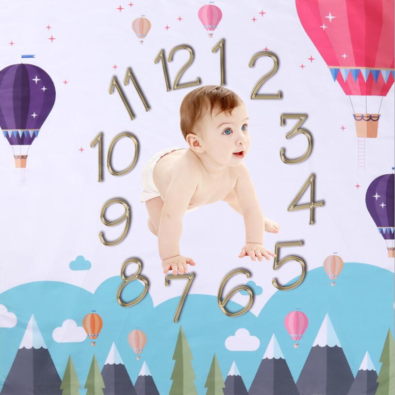 Baby Milestone Foto Props Achtergrond Dekens Dier Patroon Baby Speelmatten Achtergrond Doek Kalender Foto Accessoires Nordic: EF-99