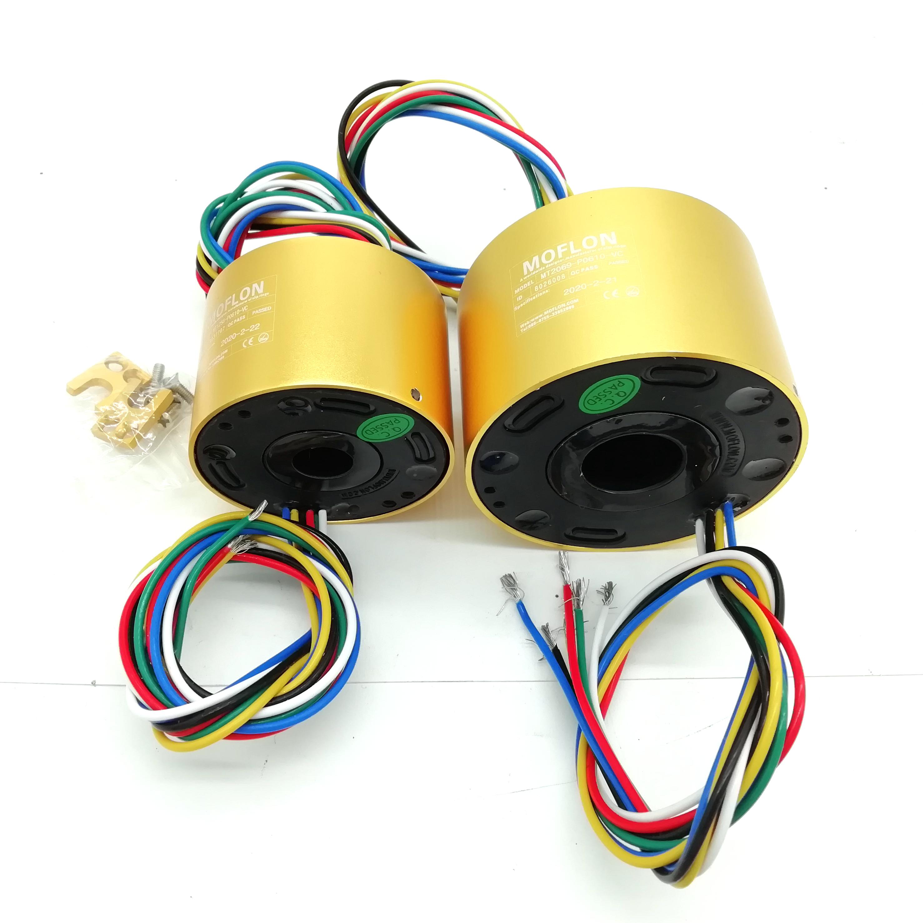 20mm Hole Slip Ring Hollow Shaft through Bore Rotating Miniature Electrical Connector 6 Wires 10A