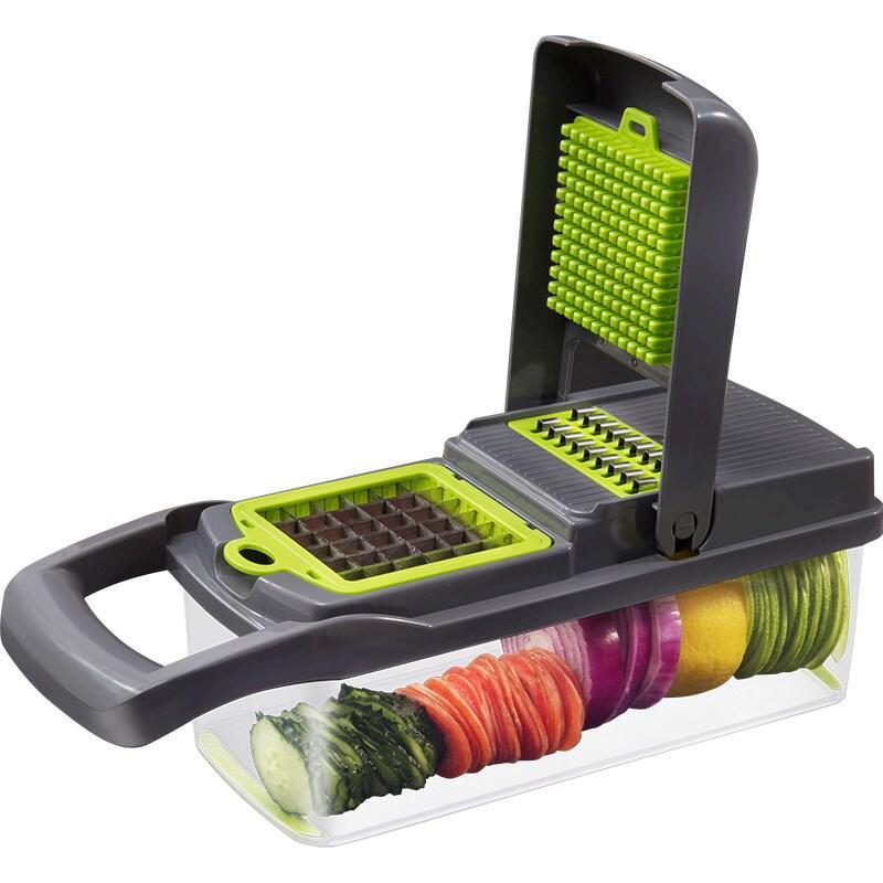 Cortador de vegetais multifuncional, ralador, fatiador de frutas, cesta de drenagem, 8 em 1, acessórios de cozinha, utensílios, imperdível: Cinza