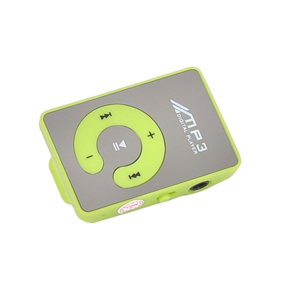 Miroir Mini lecteur MP3 TF carte Portable étanche numérique sport musique C bouton Clip numérique lecteur de musique USB1.1/2.0: green
