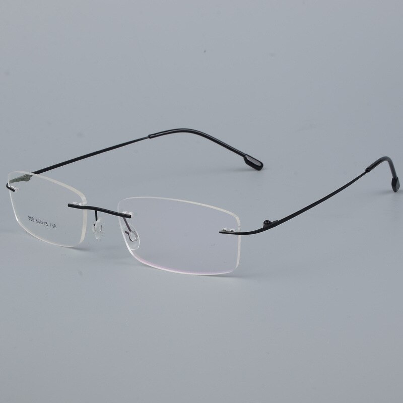 Bclear titanium legering kantløse briller ramme mænd ultralette recept nærsynethed optiske briller mandlige rammeløse briller 6 farve: Sort