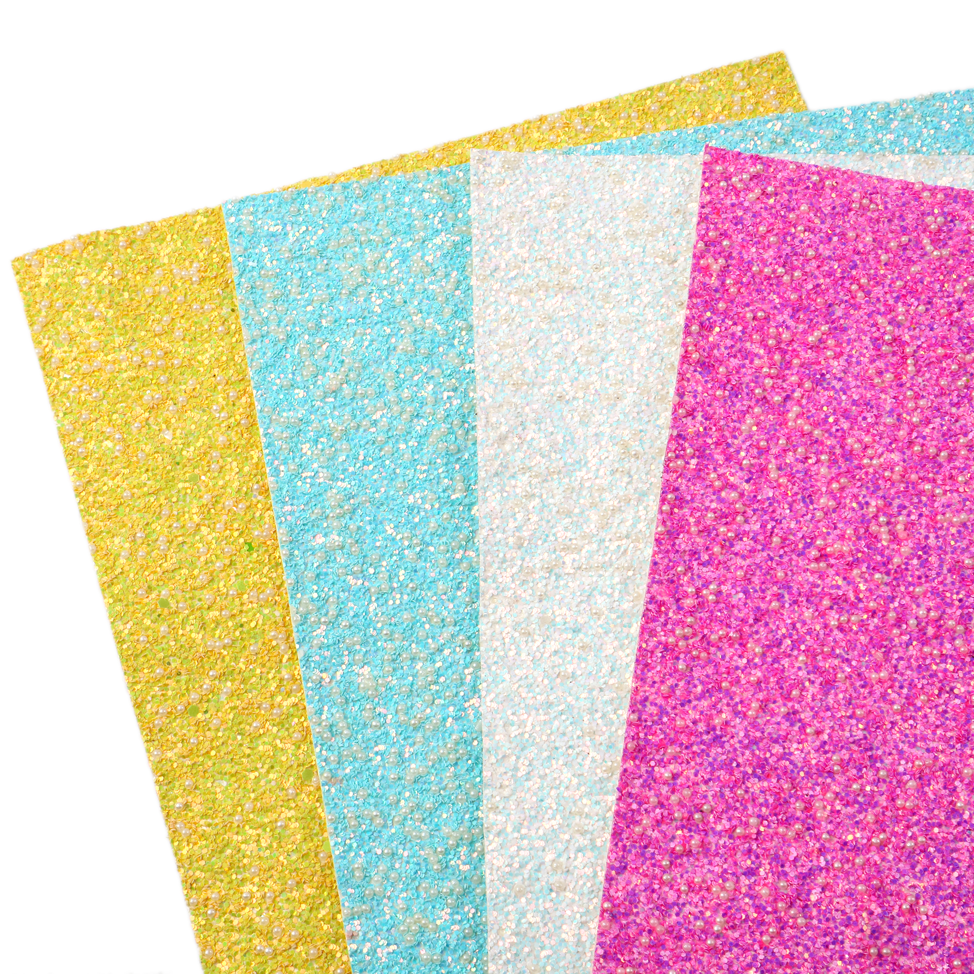 Shimmer Chunky Glitter Faux Lederen Lakens Parel Kralen Bedekt Effen Kleur Synthetisch Leer Stof 20X33Cm Voor Diy oorbellen Boog