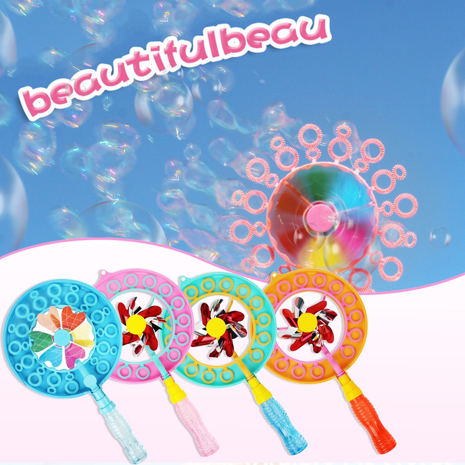 Funny Windmill Making Blower Bubbles Machine Toys Outdoor Bubble Blower Machine Colorful Large Bubble Soap Tools Toy Supplies