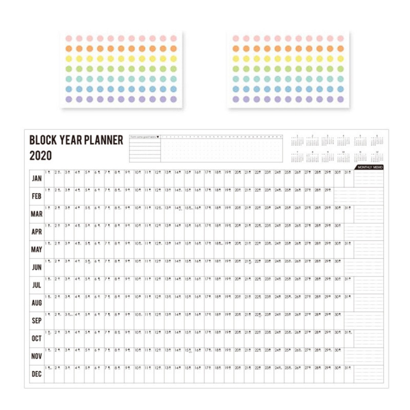 Jaar Planner Dagelijkse Plan Papier Muur Kalender Met 2 Vel Mark Stickers Voor Office School Thuis: Default Title