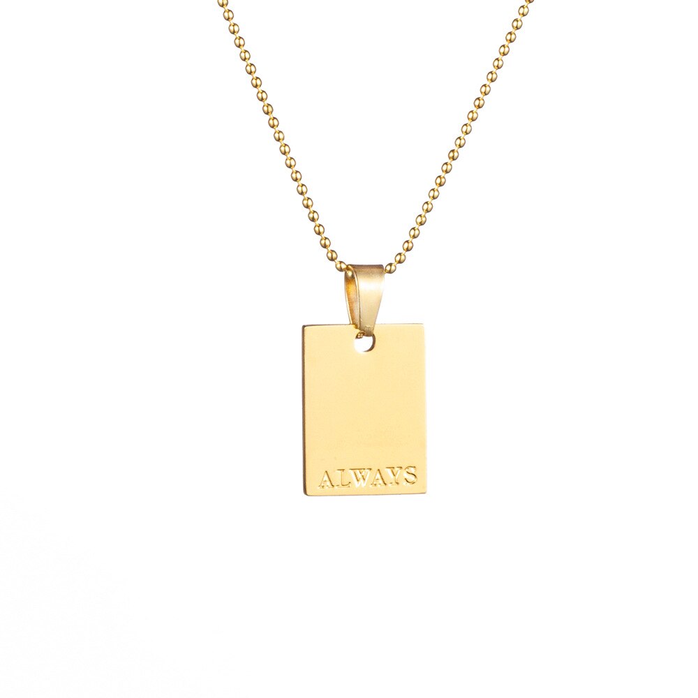 Collier avec pendentif en acier inoxydable pour femmes, couleur or, , accessoire de bijouterie, Alphabet d'amour, bénédiction: always / Argent