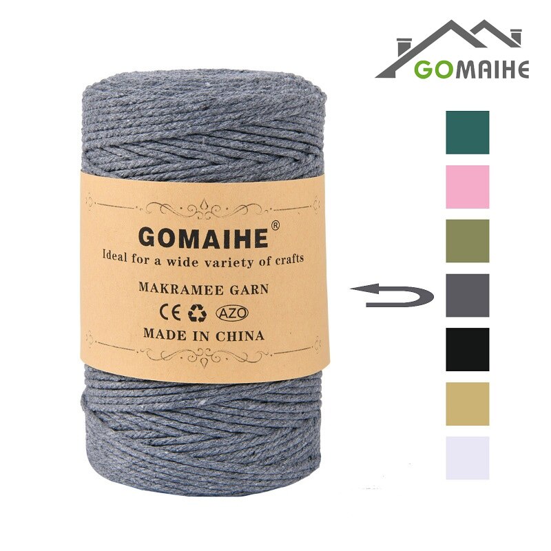 Gomaihe Macrame Koord 3Mm X 200M 100% Katoenen Touw Craft String Twine Voor Muur Opknoping Plant Hangers Breien home Decorations Diy