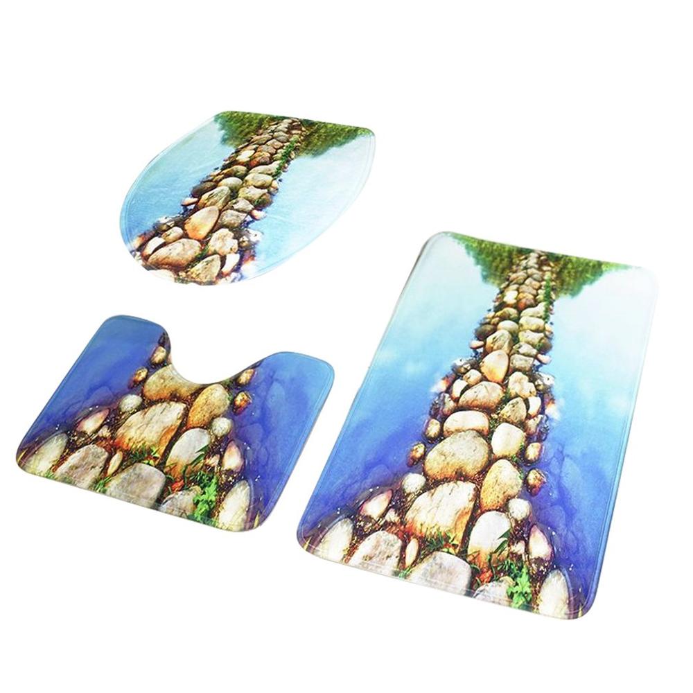 3 stuks/set badmatten badkamer toilet deksel afdekking sets antislip flanel keuken badmat tapijt toiletmatten onderlegger badkameraccessoires: Stijl 31