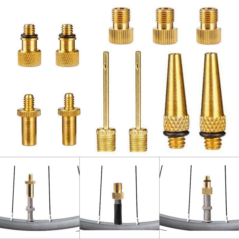 12pcs Bicycle Car Valve Adapter Kit Set for Air Compressor Bike Floor Pump Valve Adapter Set