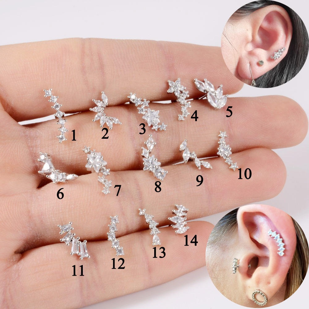 1PC Star Zircon Ear Studs Cute Ear Cartilage Helix Lobe Conch Piercing Earring For Women Jewelry 20G