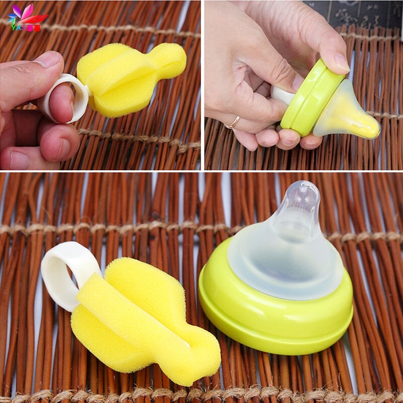 Mamilo do bebê esponja escova teta bule bico bico limpo tubo de limpeza 5pcs-twz