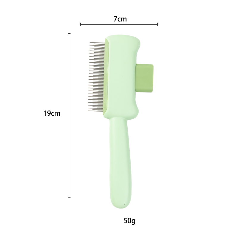 Cats Brush For Short Long Hair Massaging Deshedding Tool With Release Button Pet Grooming Comb Detangling Furs Removal: light green