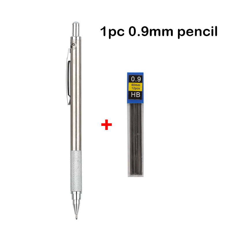 Juego de portaminas 0,3 0,5 0,7 0,9 1,3 2,0mm arte de Metal completo pintura lápiz automático con cables suministros escolares de oficina: Borgoña