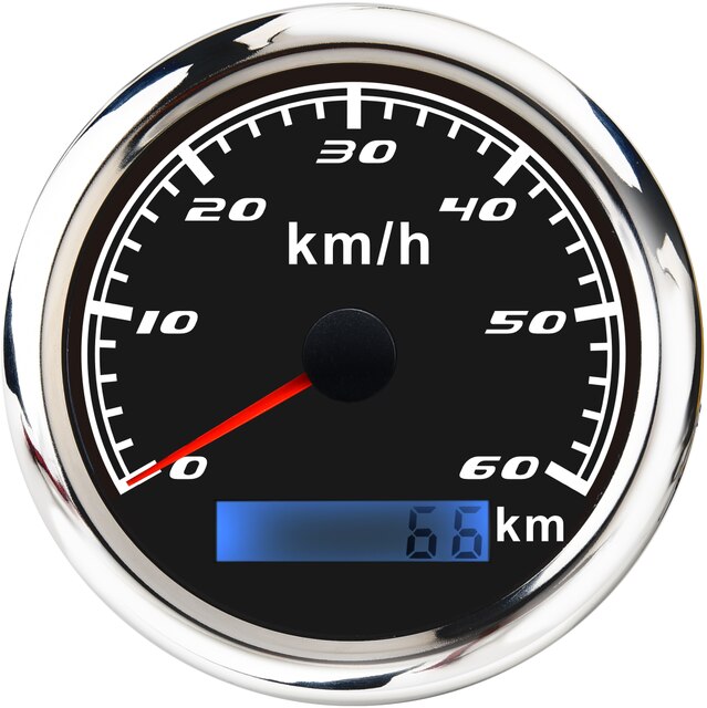 Tachimetro GPS per moto 85mm indicatore di velocità digitale 30 60 120 KM/H per barca marina auto ATV camion contachilometri accessori Camper Camper: Black Silver 60MPH
