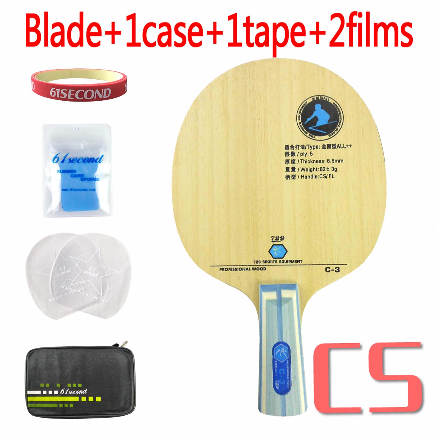 RITC 729 Friendship C-3 C3 C 3 table tennis pingpong blade: CS with FM case